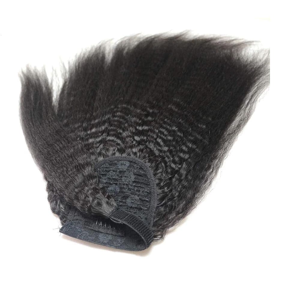 Ship In 24Hours-Lumiere Kinky Straight Wrap Around Ponytail Human Hair Brazilian Extensions For Women