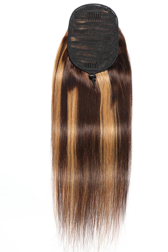 Highlight P4/27 Straight Drawstring Ponytail Human Hair Extensions