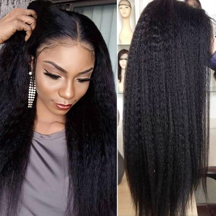 Lumiere Easy To Wear Glueless Wigs Kinky Straight Pre-Cut 4x4 HD Transparent Lace Closure Wig with Pre Plucked Hairline