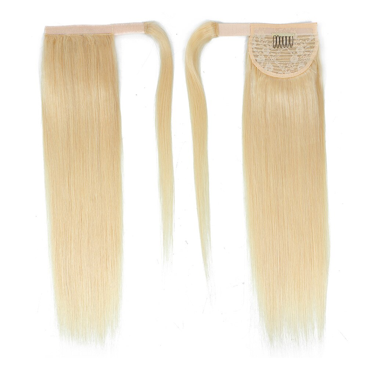 #613 Straight Wrap Around Ponytail Human Hair Extensions Color Hairpiece