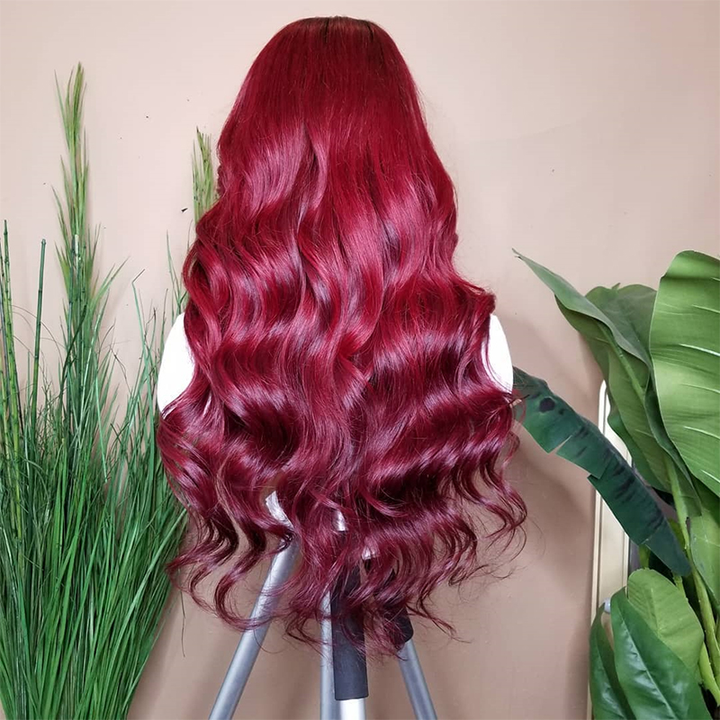 Lumiere 1B/BURG Ombre Body Wave 4x4/5x5/13x4 Lace Closure/Frontal 150%/180% Density Wigs For Women Pre Plucked