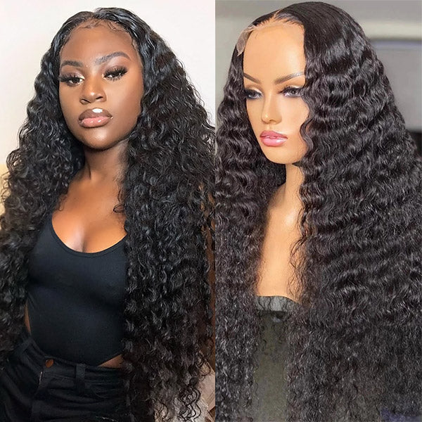 Glueless Lace Wigs Deep Wave Hair 4x4 Lace Closure Wigs Transparent HD Human Hair Wigs No Glue