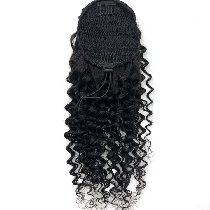 Deep Wave Drawstring Ponytail Hair Extension Human Hair Wet and Wavy