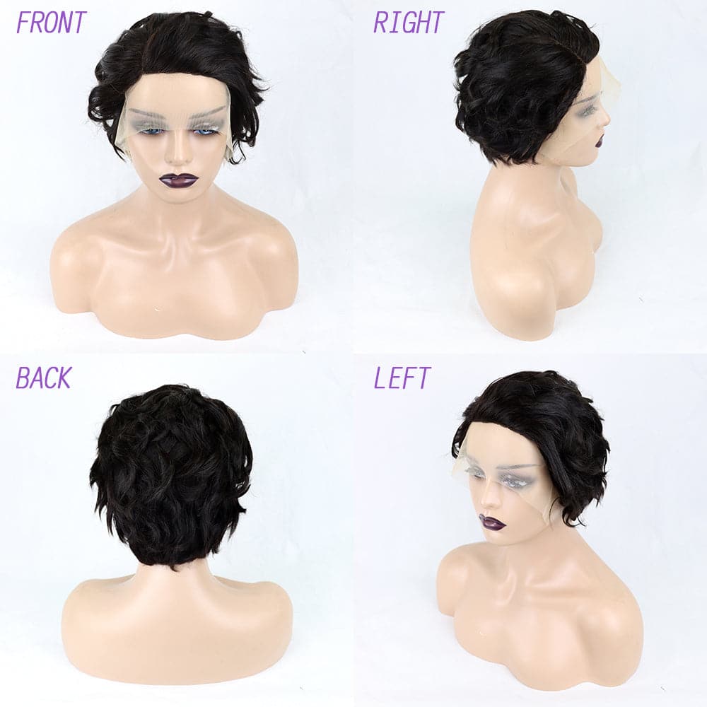 Short Pixie Cut Wig Transparent Lace Human Hair Wigs For Women Lace Frontal Wig Side Part Bob Wig 13x1 Short Lace Part Wig
