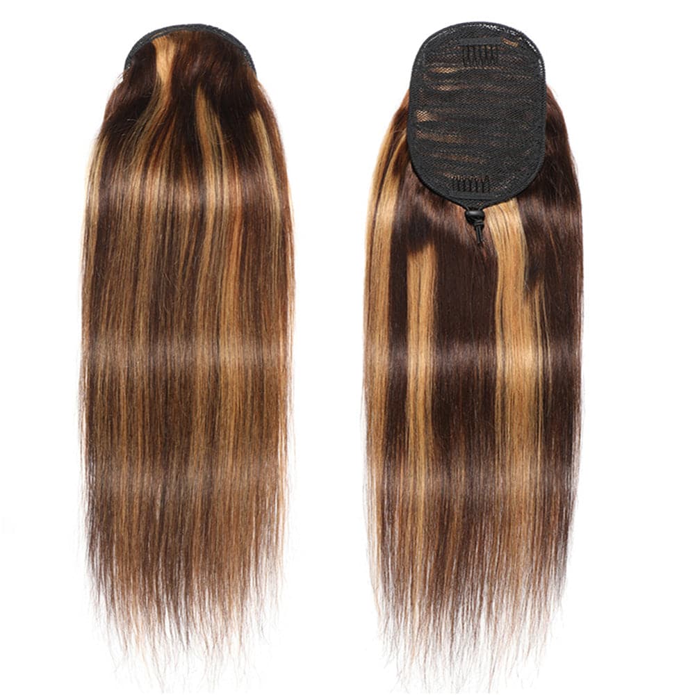 Highlight P4/27 Straight Drawstring Ponytail Human Hair Extensions