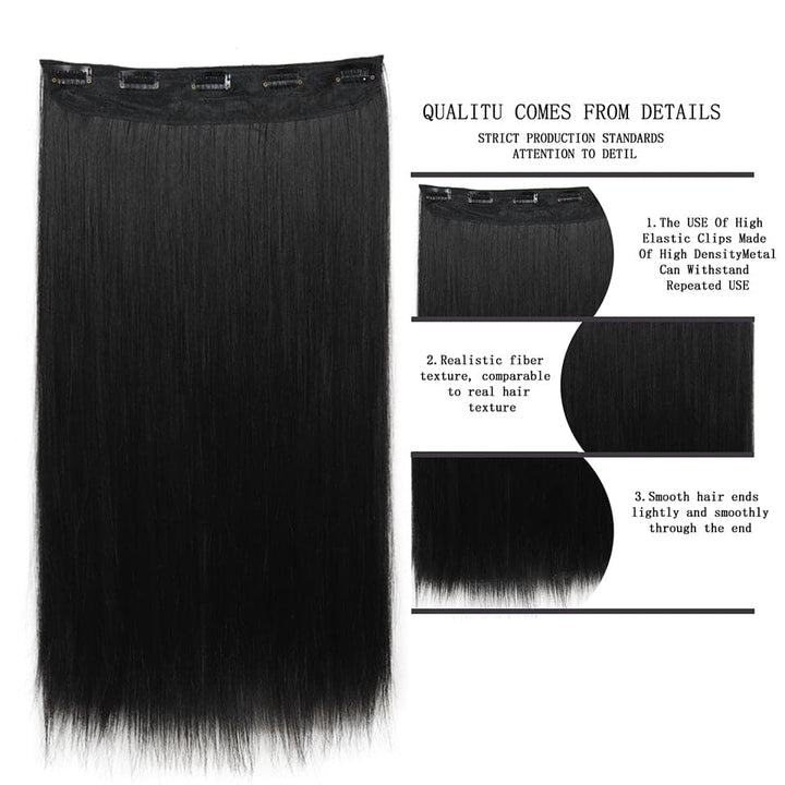Straight One Piece 5 Clips One Set Clips in For Women Human Hair Extension