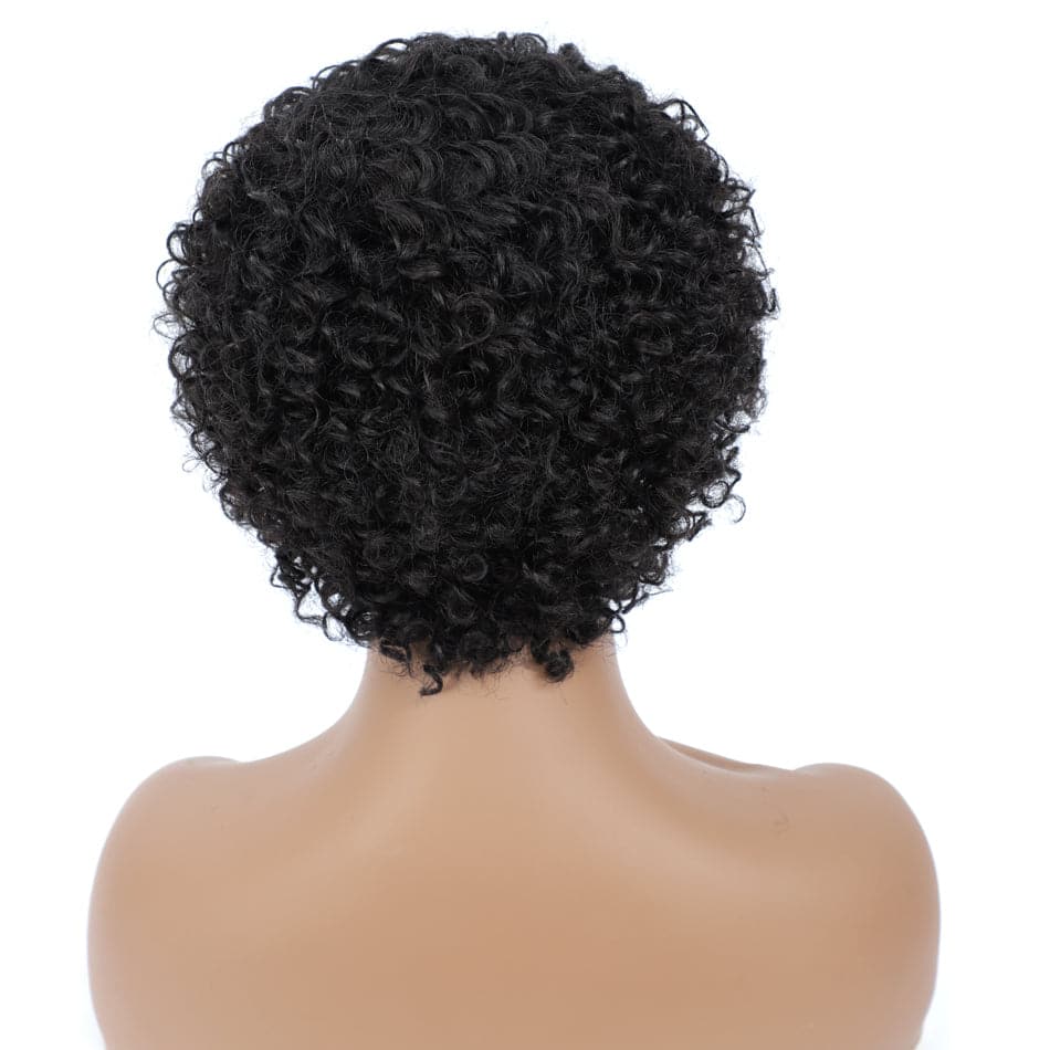 #1b short curly bob Full Machine Made None Lace wig Virgin Human Hair