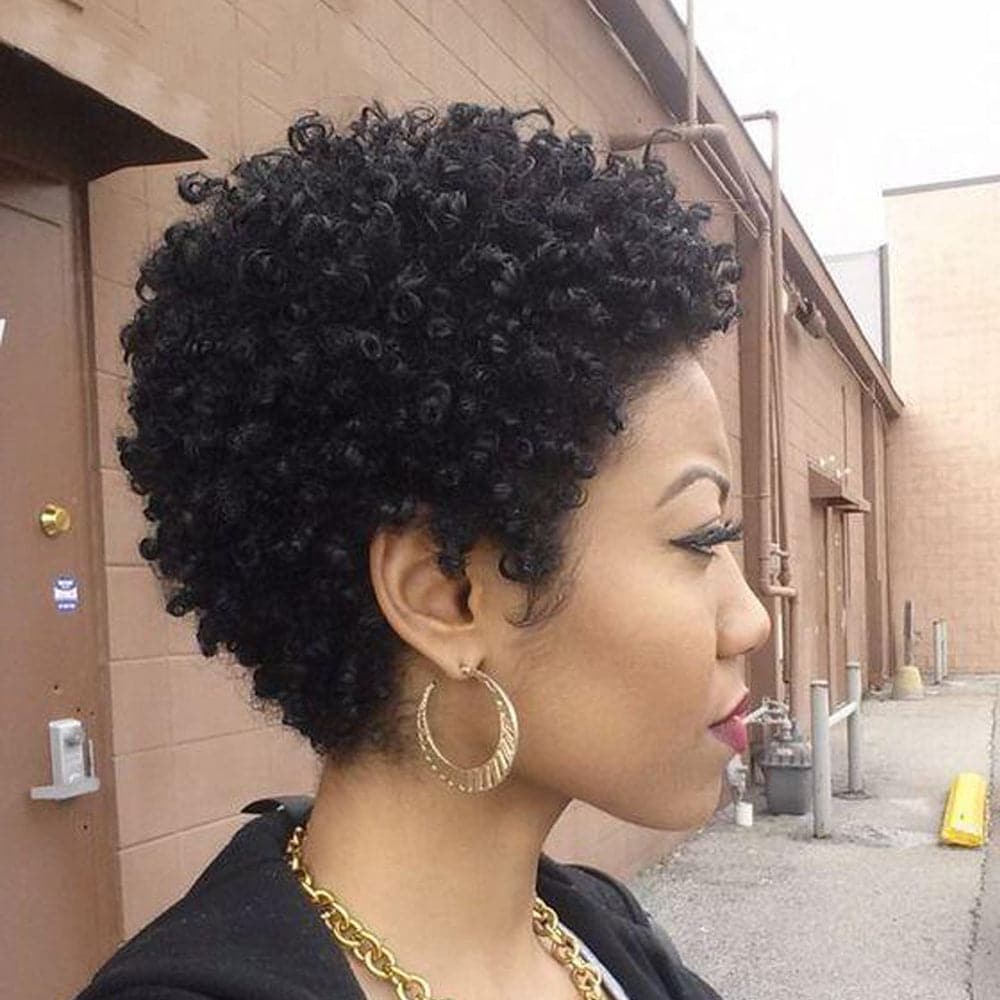 Ship In 24Hours-Lumiere #1b Afro curly short bob 13X1 Lace Pixie Cut Human Hair Wigs For Women
