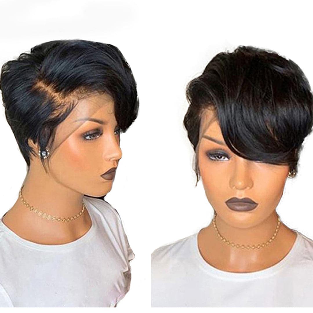 Ship In 24Hours-Lumiere Short Straight Pixie Cut Bob T Part Transparent Lace Wig For Black Women