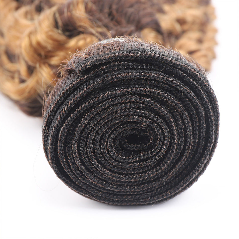 Highlight P4/27 Kinky Curly 4 Bundles With 13x4 Lace Frontal Brazilian Hair