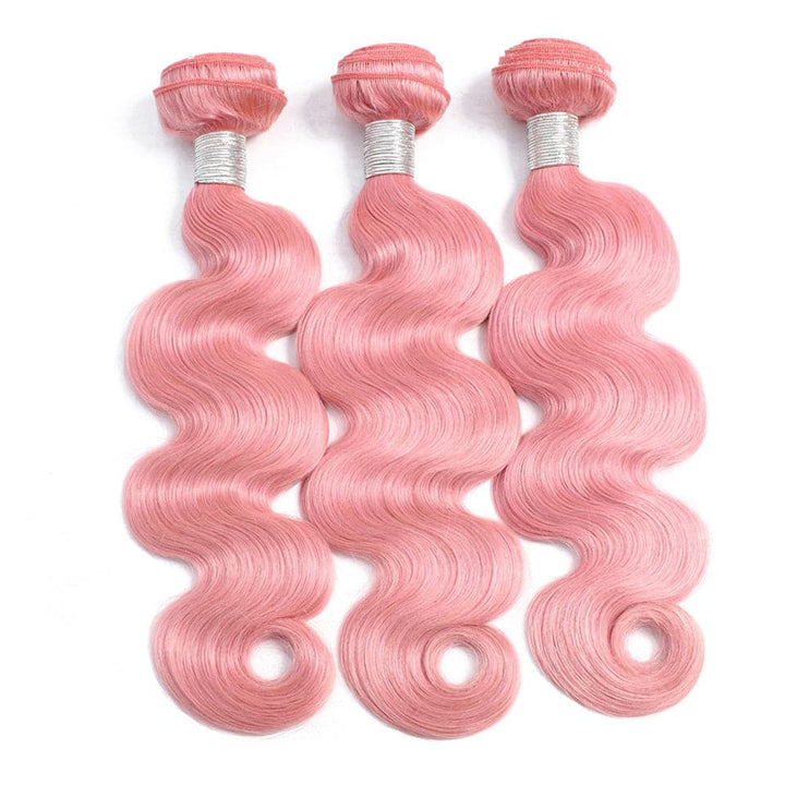 Light Pink Body Wave 3 Bundles With 13x4 Lace Frontal / 4X4 Lace Closure 100% Human Hair