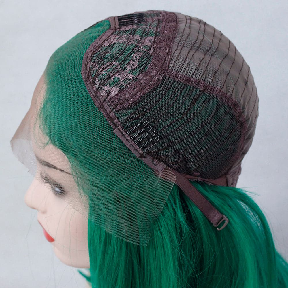 150% Density green Short Bob 13x4 Lace Front Straight Human Hair Wigs Transparent Lace
