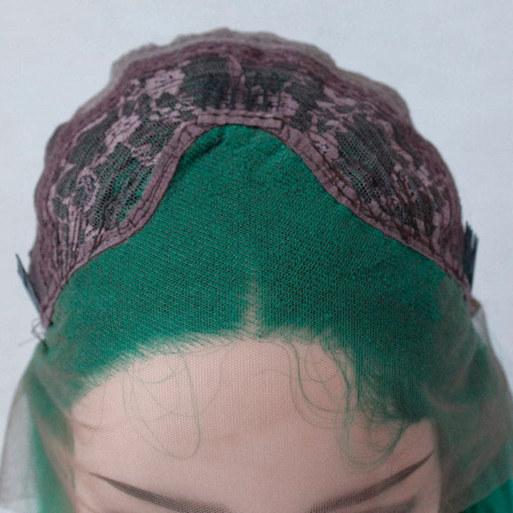 150% Density green Short Bob 13x4 Lace Front Straight Human Hair Wigs Transparent Lace