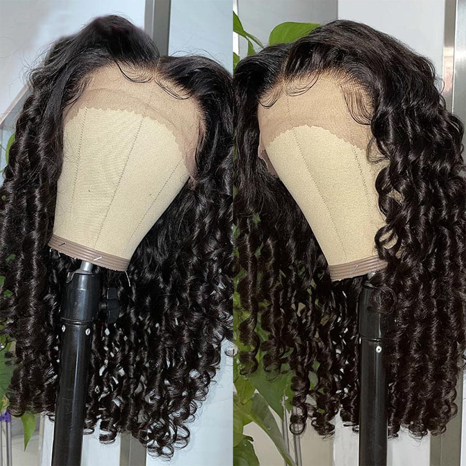 150% 180% Densité Bouncy Bouncy Lace Frontal Virgin Perruques de Cheveux Humains