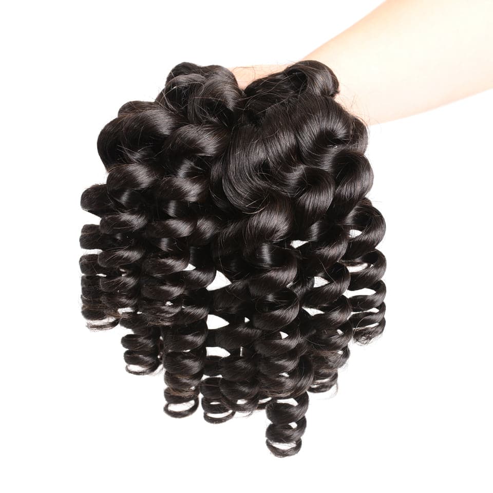 Brazilian Funmi Loose Wave Human Hair 3 Bundles with 13x4 Frontal HD Lace for Women