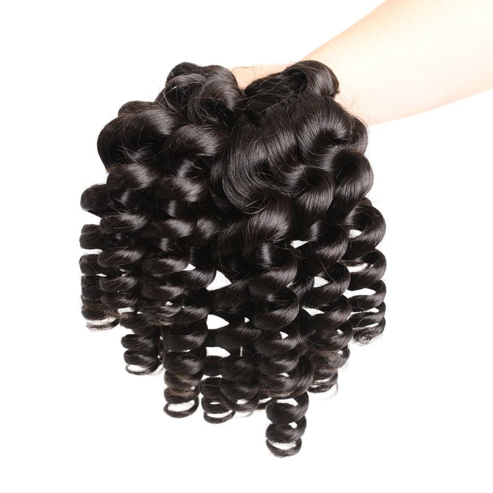 Brazilian Funmi Loose Wave Human Hair 3 Bundles with 13x4 Frontal HD Lace for Women