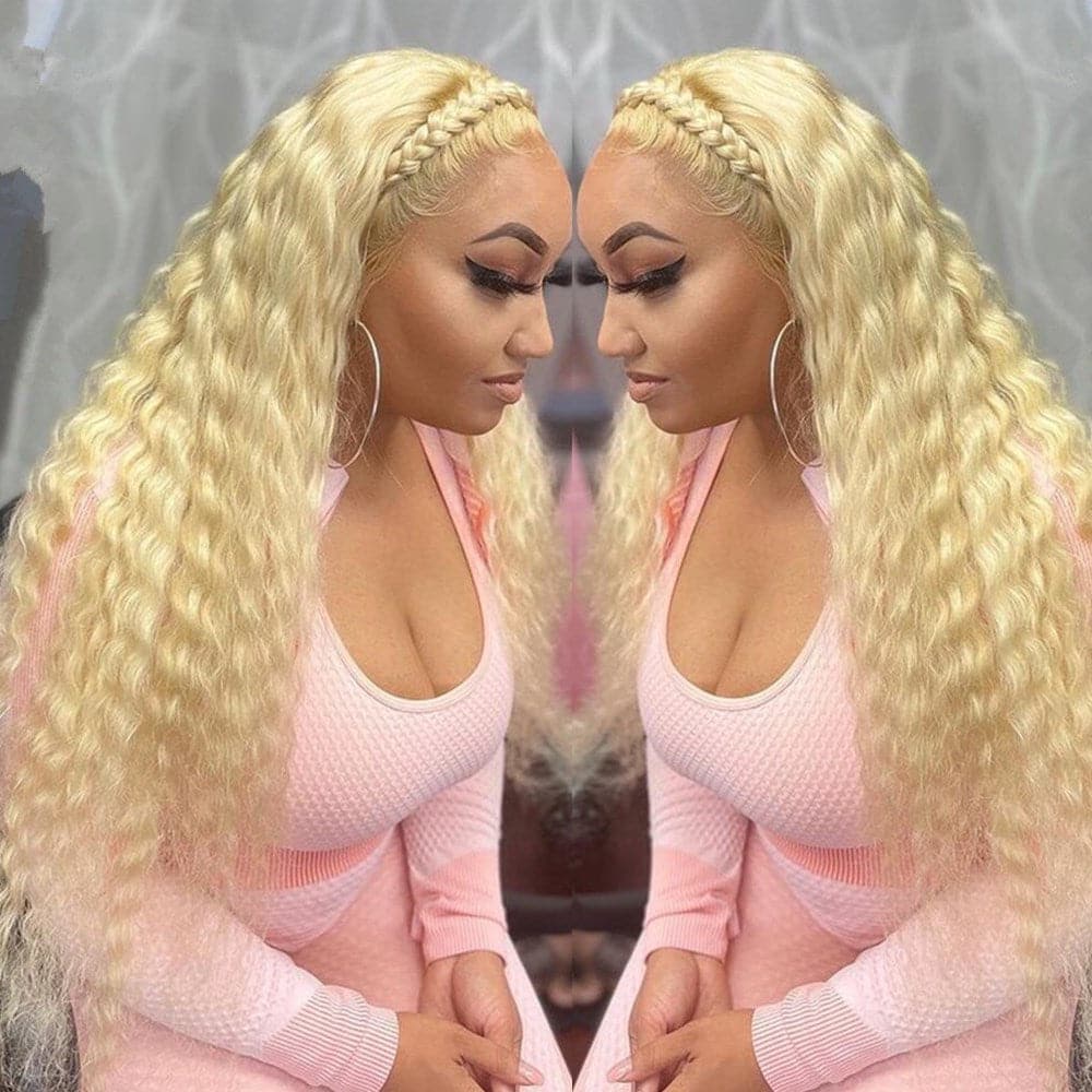 613 Blonde Deep Wave 13X4 Lace Front Wig Human Hair For Women PrePlucked