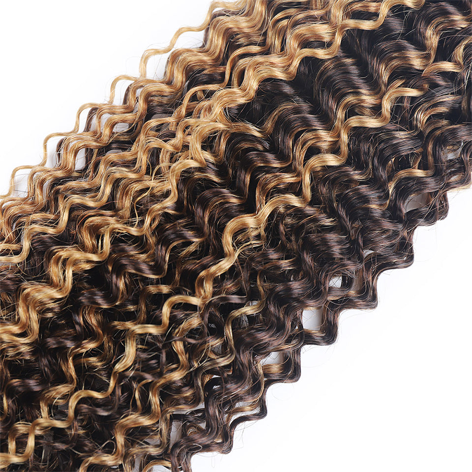 Highlight P4/27 Kinky Curly 4 Bundles With 13x4 Lace Frontal Brazilian Hair