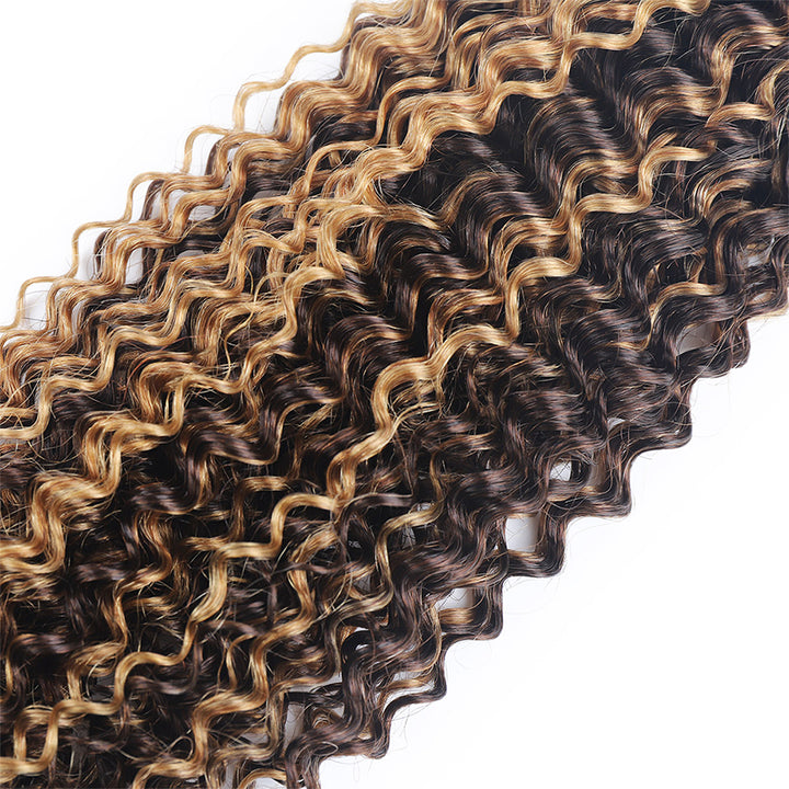 P4/27 Highlight Kinky Curly 4 Bundles With 4x4 Lace Closure Brazilian Remy Human Hair