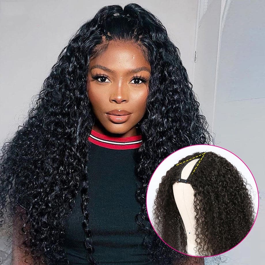 New V Part Water Wave Upgrade No Lace Out Brazilian Remy Human Hair Wigs For Women