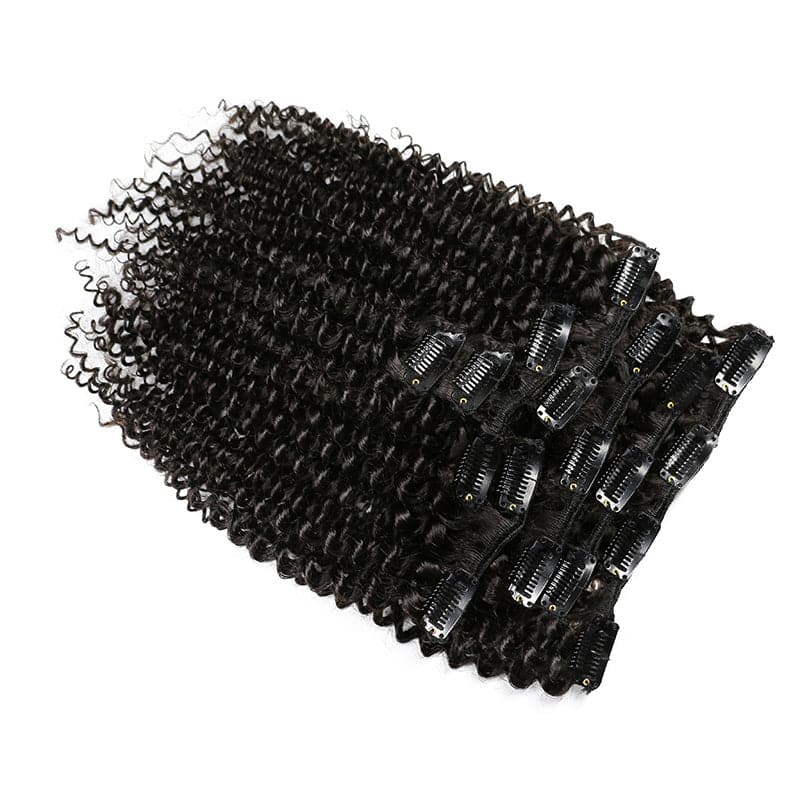Ship In 24Hours-Lumiere Kinky Curly Clip In Human Hair Extensions 8 Pieces/Set 120G Ship Free