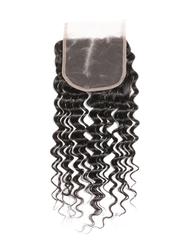 lumiere Malaysian Virgin Hair  Deep Wave 4 Bundles with 4X4 Lace Closure