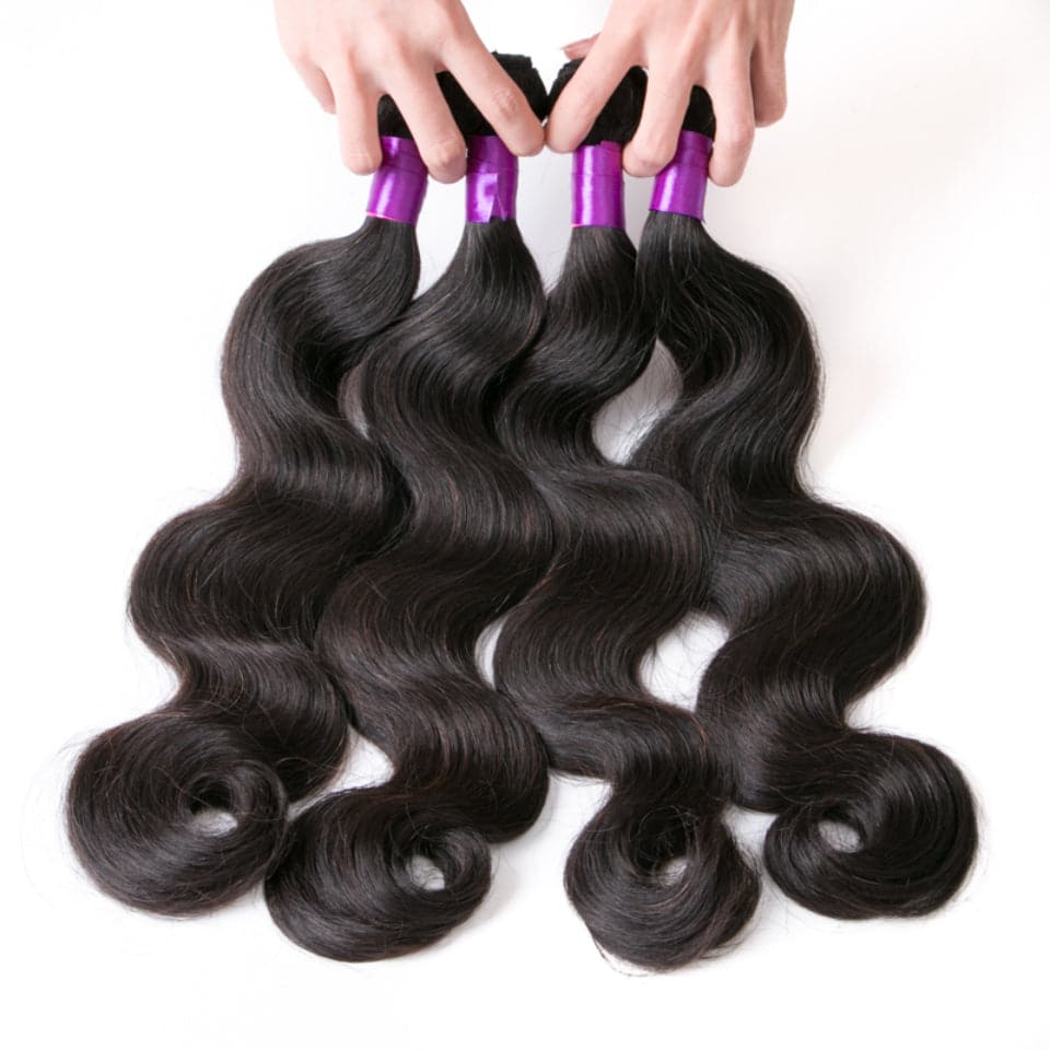 Indian Body Wave 4 Bundles With 4X4 Transparent Lace Closure Brazilian Human Hair