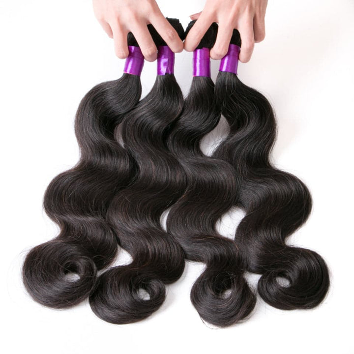 Indian Body Wave 4 Bundles With 4X4 Transparent Lace Closure Brazilian Human Hair