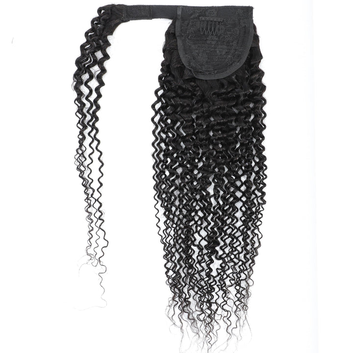 Ship In 24Hours-Lumiere Kinky Curly Wrap Around Ponytail Brazilian Human Hair Extensions For Women