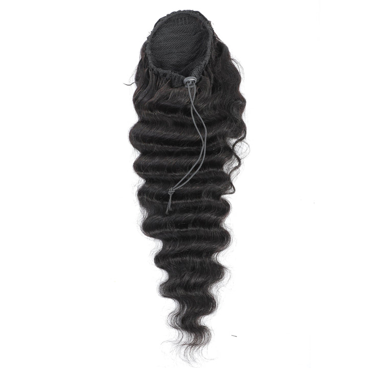 Loose Deep Drawstring Ponytail Human Hair Extensions 120g/set Natural Black Hair