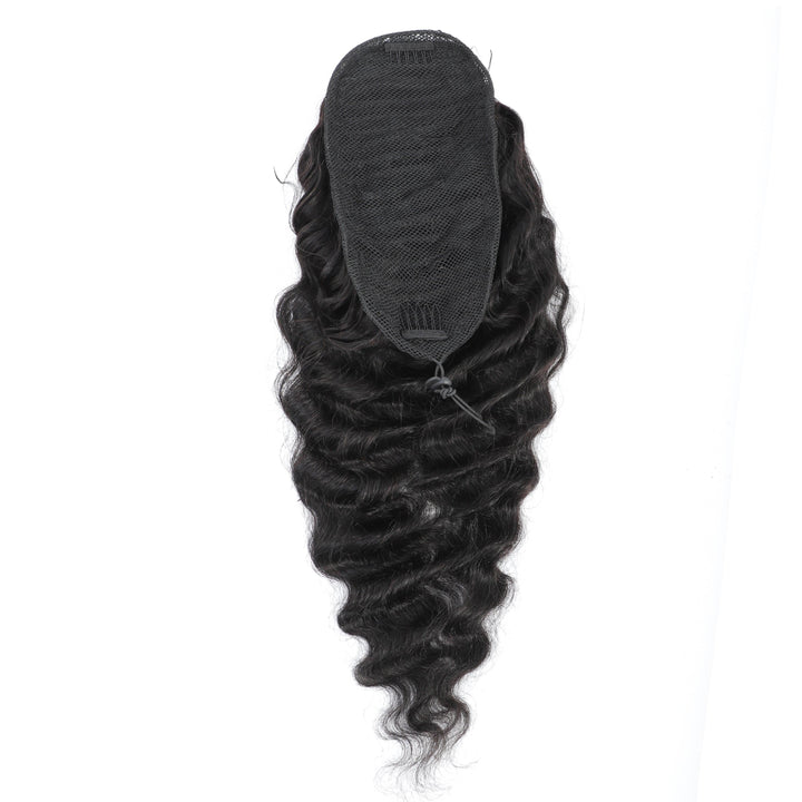 Loose Deep Drawstring Ponytail Human Hair Extensions 120g/set Natural Black Hair