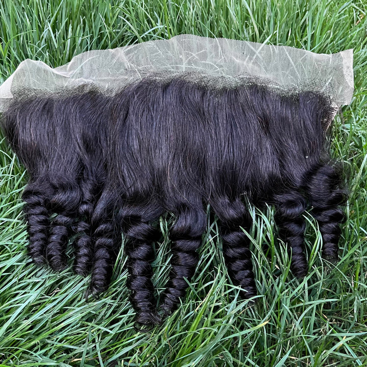 Lumiere Hair Finger Roll 3 Bundles with 13x4 HD Lace Frontal 3+1 PCS Virgin Hair Extensions