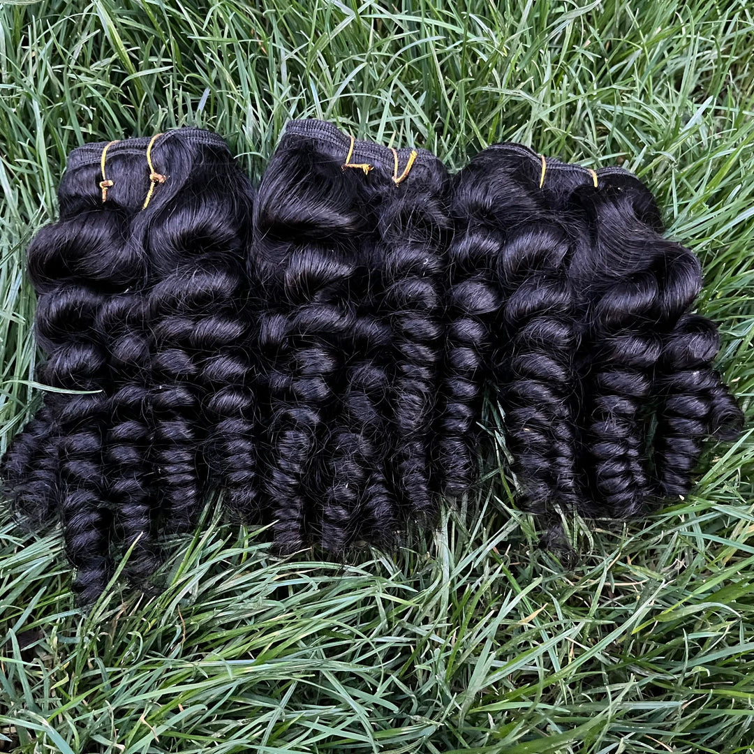 Brazilian Finger Roll 3 PCS Human Hair Bundles with 4x4 Lace Closure 3+1 Hair Bundles with HD Transparent Lace Closure