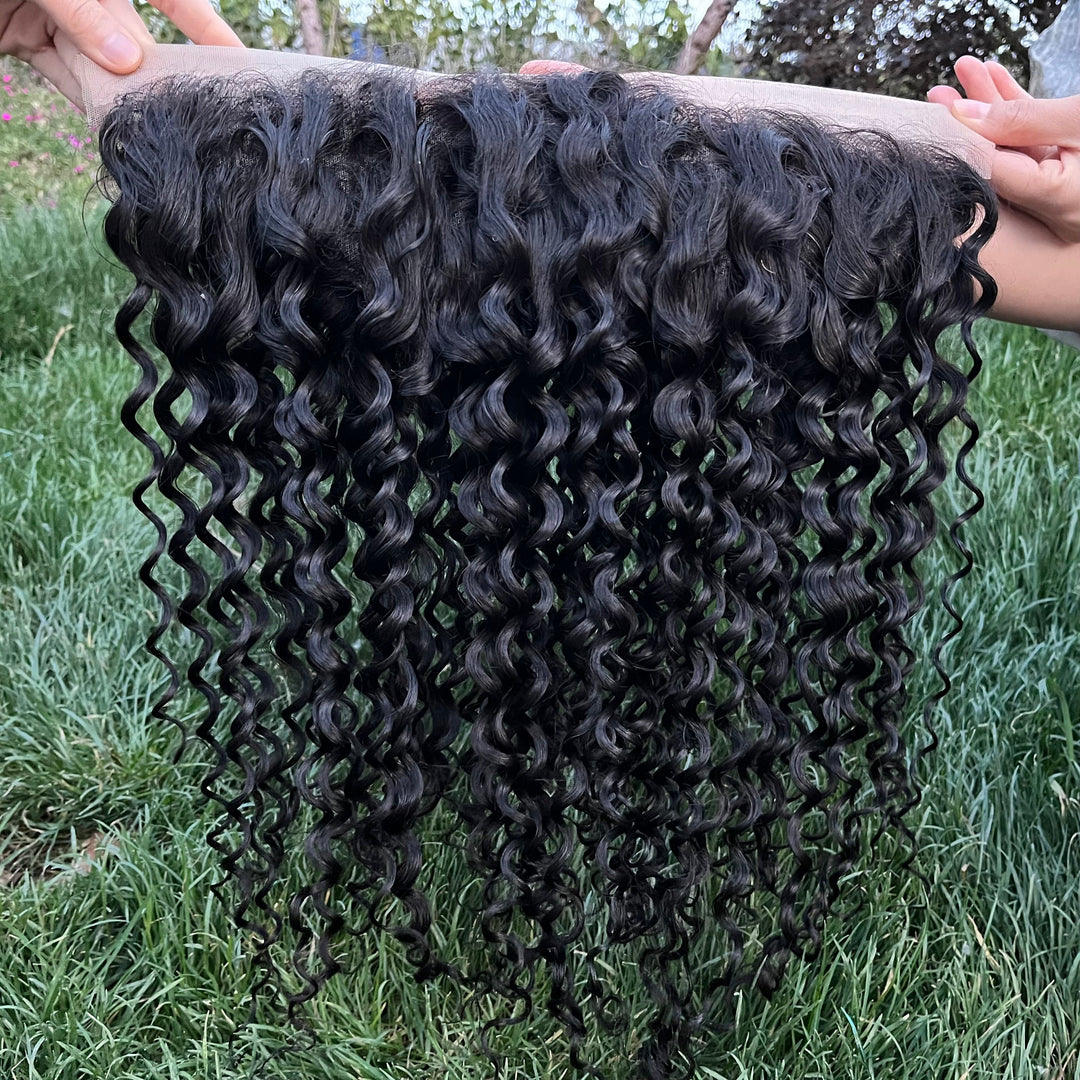 Brazilian Pixie Curly 3 Bundles with 13x4 HD Lace Frontal Virgin Hair Extensions