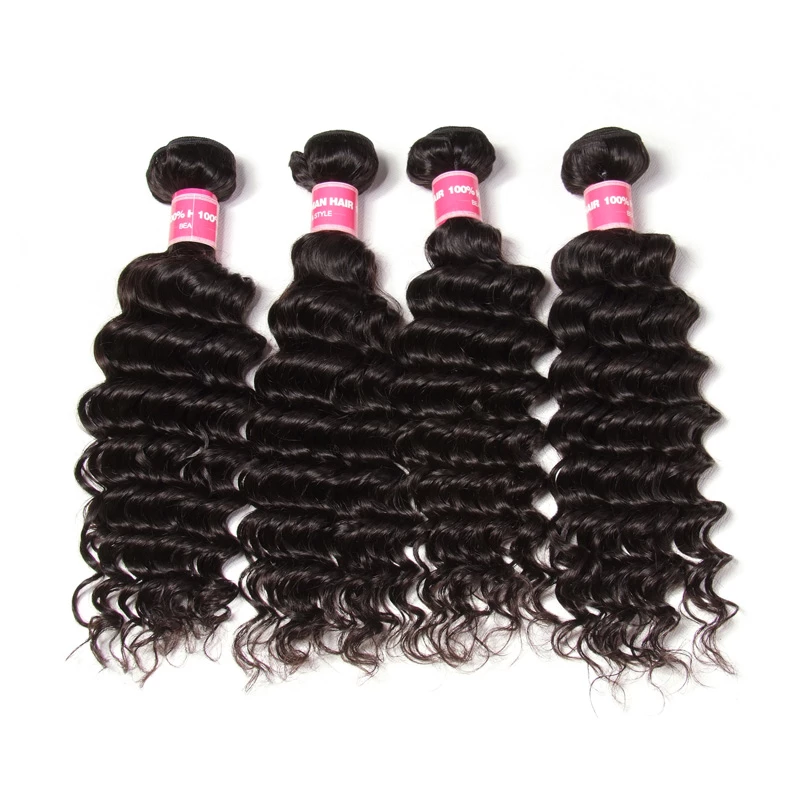 lumiere Malaysian Virgin Hair Deep Wave 4 Bundles with 13*4 Lace Frontal