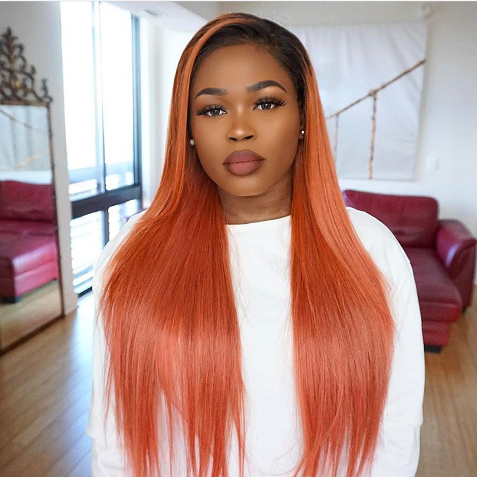 Lumiere 1B/350 Ombre Straight 4x4/5x5/13x4 Lace Closure/Frontal 150%/180% Density Wigs For Women Pre Plucked