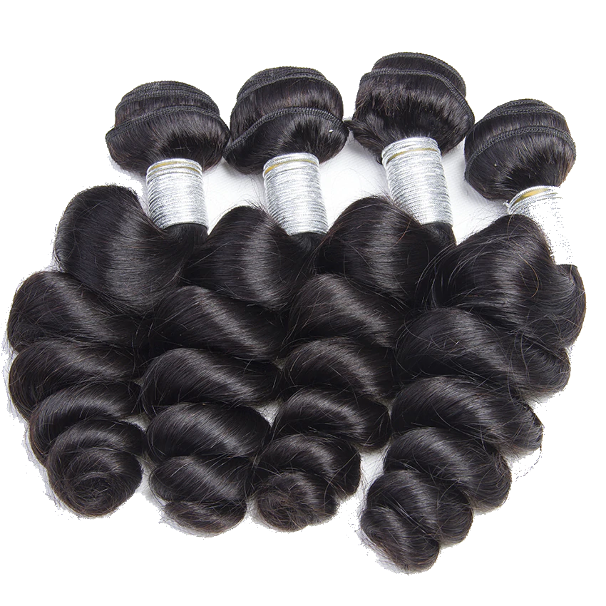 Loose Wave 4 Bundles With Closure 5x5 lace 100% virgin human hair