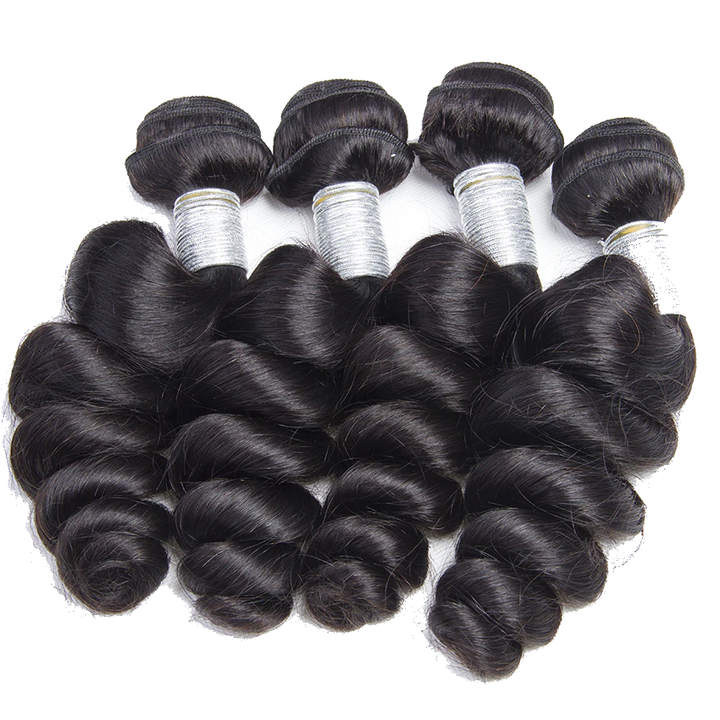 Loose Wave 4 Bundles With Closure 5x5 lace 100% virgin human hair