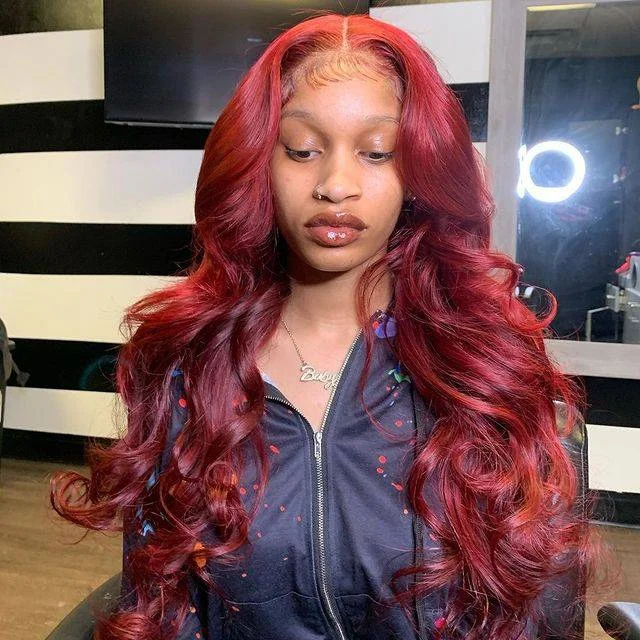 #Burg Body Wave 4x4/5x5/13x4 Lace Closure/Frontal 150%/180% Density Wigs For Women