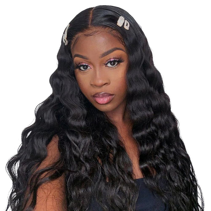 Loose Deep U Part Human Hair Wigs Natural Black Brazilian Virgin Hair