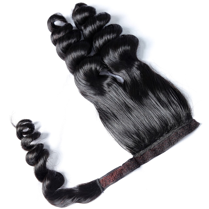 Loose Wave Wrap Around Ponytails Extensions Natural Human Hair One Piece For Women