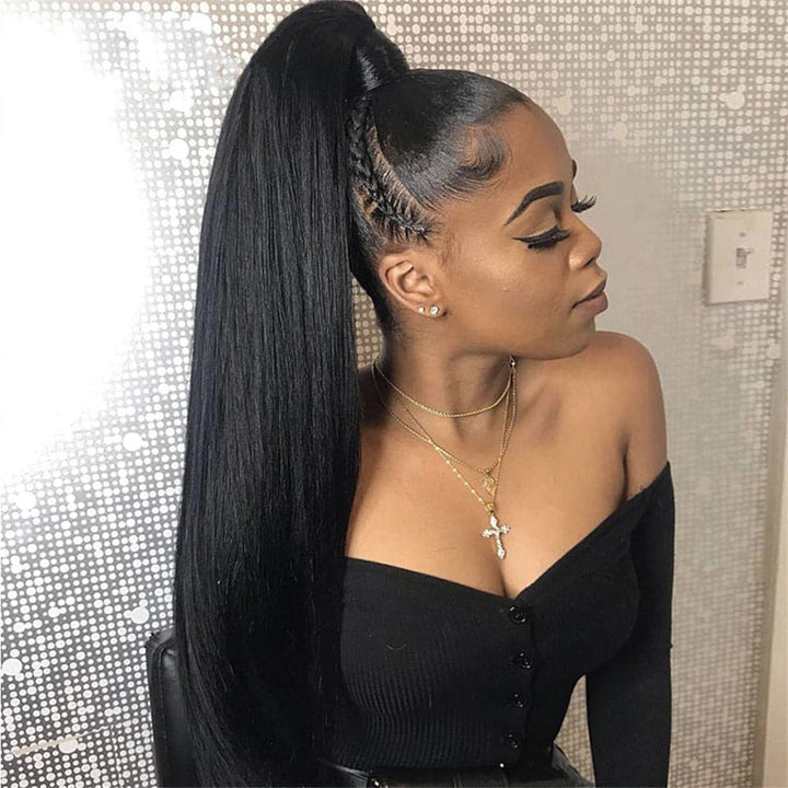 Ship In 24Hours-Lumiere Straight Wrap Around Ponytail Human Hair Extensions Natural Color Hairpiece