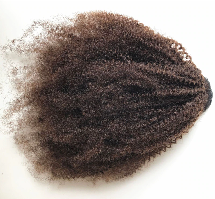 #2 Dark Brown Afro Curly Drawstring Ponytail Human Hair Extensions