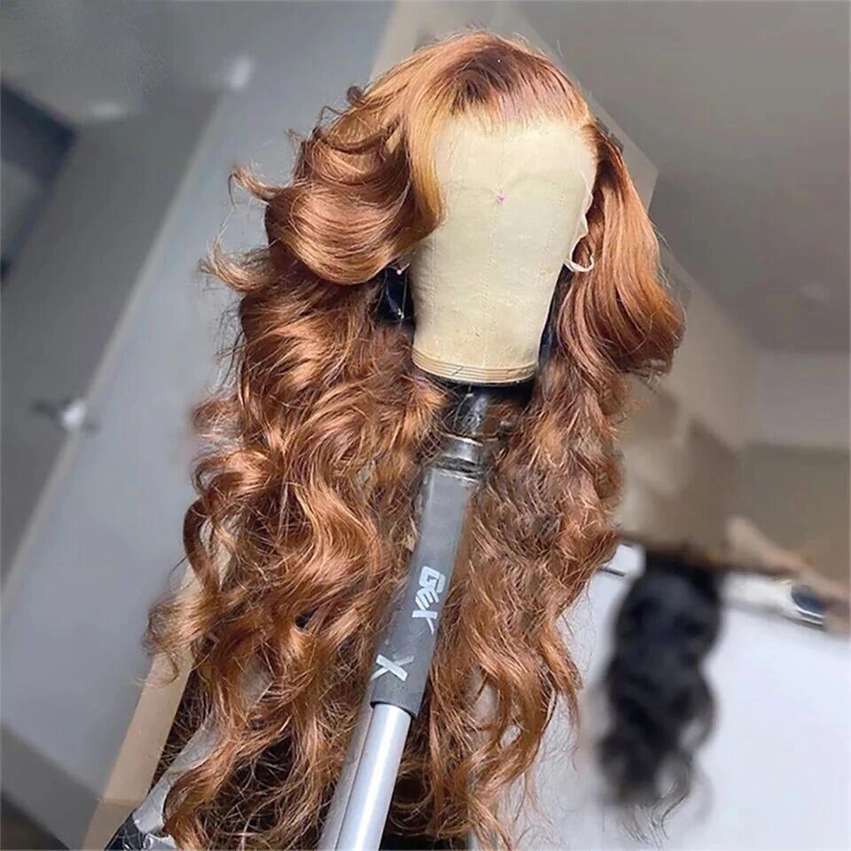 Body Wave Ombre Brown 4x4/13x4  Lace Front Human Hair Wig Brazilian Skunk Stripe Colored HD Lace Wigs