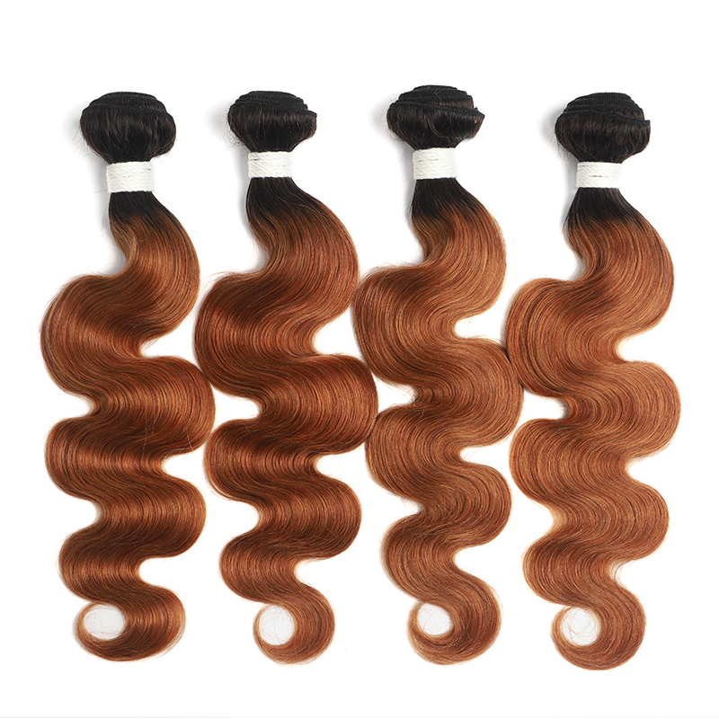 lumiere 1B/30 Ombre Body Wave 4 Bundles With 4x4 Lace Closure Pre Colored human hair - Lumiere hair