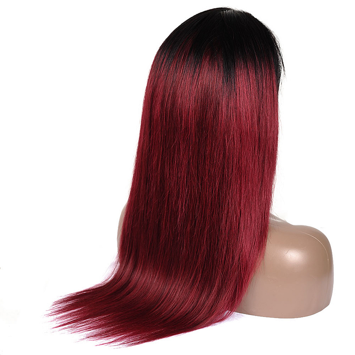 1B/99J Ombre Straight 4x4/5x5/13x4 Lace Closure/Frontal 150%/180% Density Wigs For Black Women