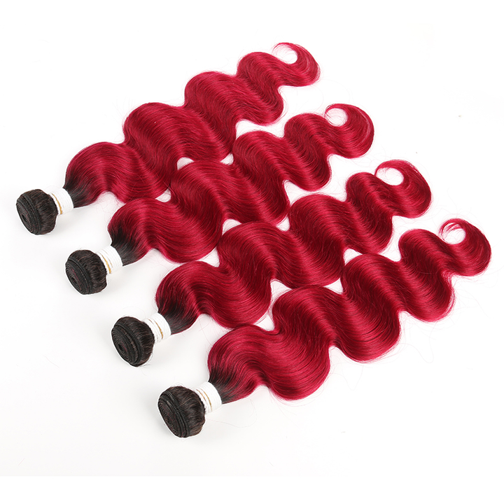 lumiere 1B/BURG Ombre Body Wave 4 Bundles 100% Virgin Human Hair Extension