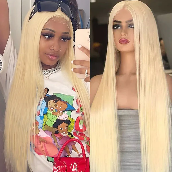 613 Straight 13x4 Lace Front Wigs 150% 180% Density Brazilian Blonde Transparent Lace