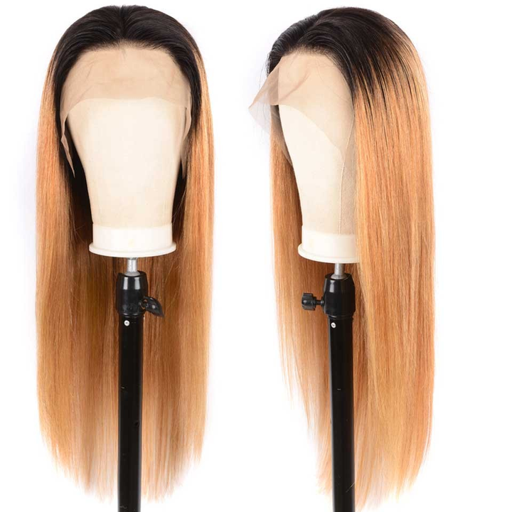 Lumiere 1B/27 Ombre Straight Lace Frontal/Closure wigs virgin human hair with baby hair - Lumiere hair