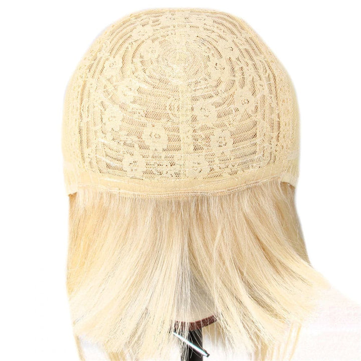 613 Blonde Straight Full Machine Made None Lace Front Wigs With Bangs For Women 12-24 Inches